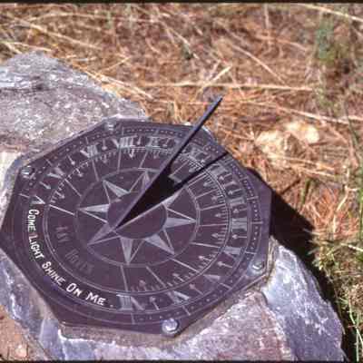 4. Sundial headstone, Gold Hill Cemetery, Sept. 1979: color slide