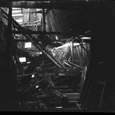 2. Interior of Perigo Mill, 1948.: 4"x5" print and 2"x3.25" negative, #207 in Kemp Collection blue binder