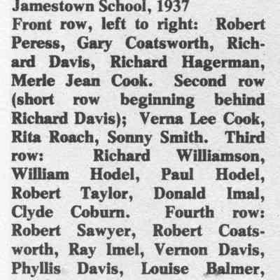 5. Identifications of students and teachers at Jamestown School 1937.: Digital only