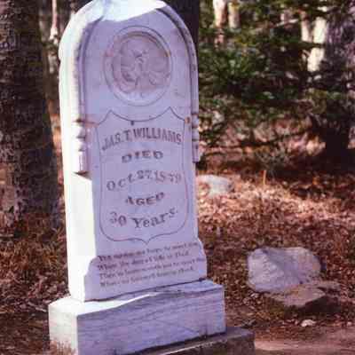 3. Jas. T. Williams gravestone, part of top broken off: Color print 8"x10"