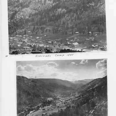 Page 6: Top photo: Eldora Camp 1897, J.B. Sturtevant photo, 2 postcards of same view located in 2024.10.6(4). Bottom photo: Eldora c1905