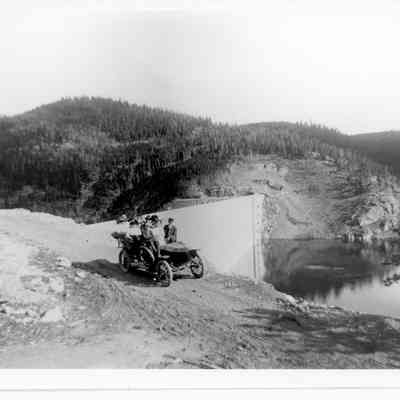 4. Photo of same group in Stanley Steamer at east end of Barker Reservoir as in Photo 3.: 5"x7" black and white photograph