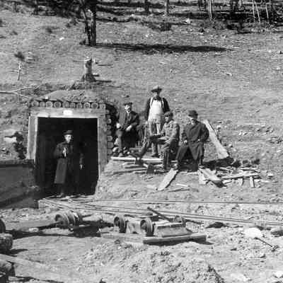 8. Group of men at mine entrance, possibly same men as Photo 7.: Digital only