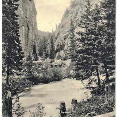 10. The Narrows, Boulder Canon, Boulder Colorado: Handwriting at bottom: "Oh do come (come?) to Colo. this fall. I would so love to have you. Love from Mrs. Fowles"