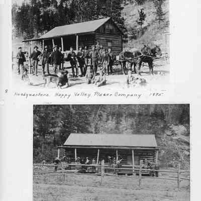 Page 5: Top photo: Headquarters. Happy Valley Placer Company 1895 (also 2024.10.26(5). Bottom photo: Happy Valley Cabin 1899 (also 2024.10.11(3).
