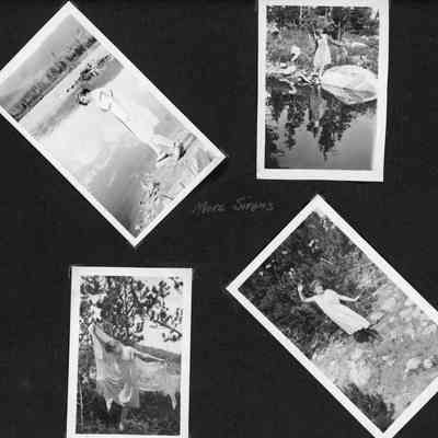 Scrapbook page 5 with four photos.: Page is labeled "More Sirens" and dancers are posed in outdoor settings.