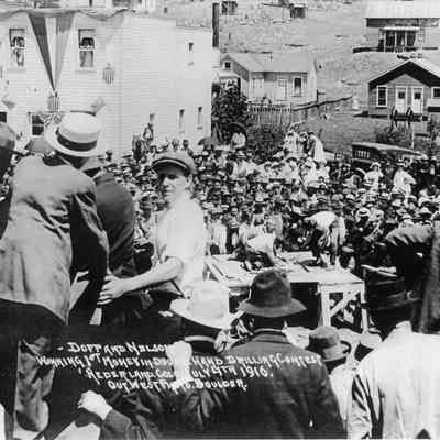 2. Dopp and Nelson Winning 1st Money DoubleHand Drilling Contest, Nederland, Colo. July 4th 1916, OutWest Photo, Boulder: 8.5"x11" print and digital