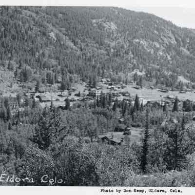 Photo 3: On back: 5/59 [May 1959], 50, Eldora looking SE from Spencer Mountain. Von Ovell(?) cabin.