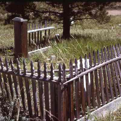 6. Cemetery lot, wood fence, Gold Hill, Sept. 1979: color slide