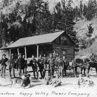 5. Headquarters Happy Valley Placer Company 1895.: 5"x7" black and white photograph. Located in 2024.10.60 page 5.