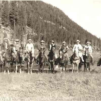 38.: 3R Directors Scouting Trip, Arapaho Valley Camp, July 20, 1955. Graves, Glatz, Archer, Ricketson, Hankins, DCK, Dekker, Gould, Berg