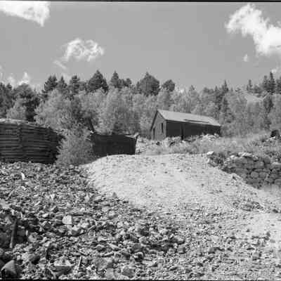2. Camp Frances. Big Five Mine dump and house: 2.25"x3.25" B&W negative