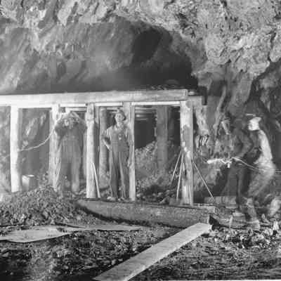 11. Wano Mine, Jamestown, CO. The "Big Room" 300 ft level. Stamped on back of photo: July 18 1940: 5"x3.5" black and white photo