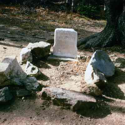 5. Caribou Cemetery vandalized grave: Color slide and color 8"x10" print, both scanned. Print was donated by Tom Hendricks and made from color slide donated by Lorraine Todd.