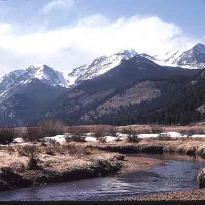 3. Mummy Range 1979, river and snowbanks: color slide
