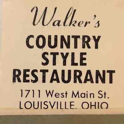 Walker's Country Style Restaurant: White and Black matchbook (front_4d)