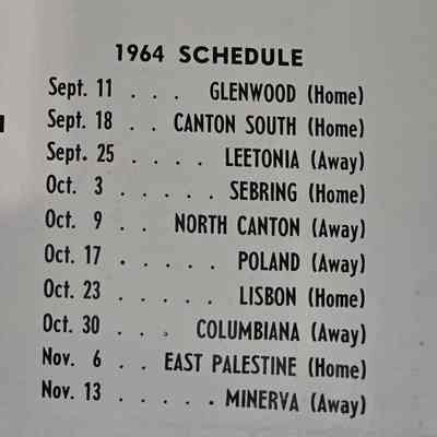 1964 Football game schedule