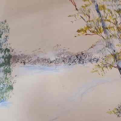 Postcard: Winter breeze with snow and landscape