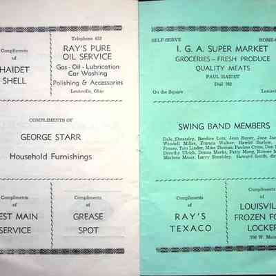 Pgs. 13-14: Business Advertisements and Swing band members