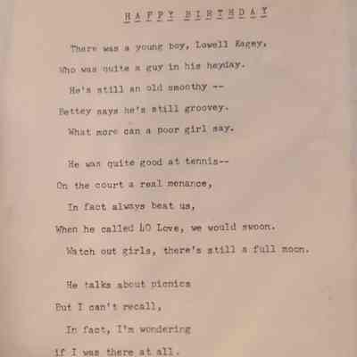 8 x 6 Card (Back): Poem to her brother, Lowell Kagey, for his 40th birthday