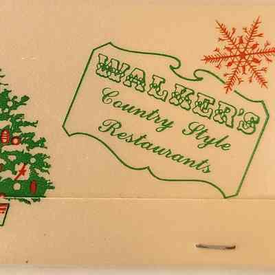 Walker's Country Style Restaurant: Christmas theme matchbook (front_3c)