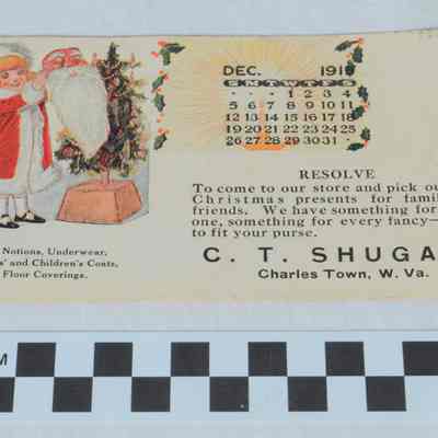 Paper ink blotter with C. T. Shugart advertisement