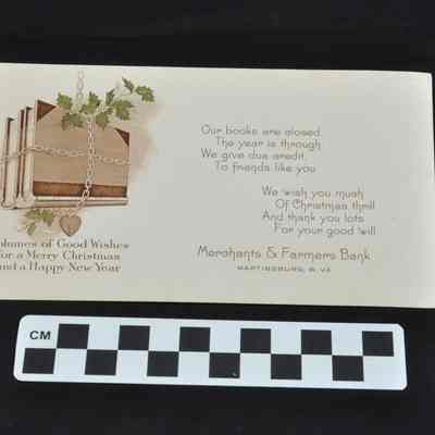 Advertising card from Merchants and Farmers Bank