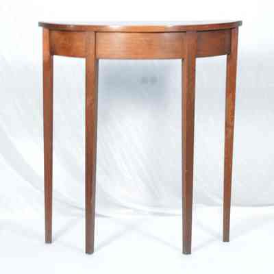 Console half-round mahogany table with four legs