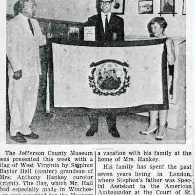 "Jefferson County Museum is Presented W. Va. Flag Made in Winchester, Va"