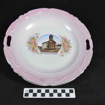 China plate with pink rim