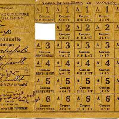 French food ration card - back