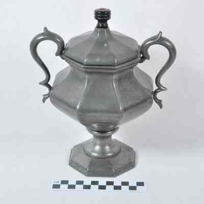 Pewter sugar bowl with cover