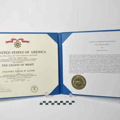 Legion of Merit certificate