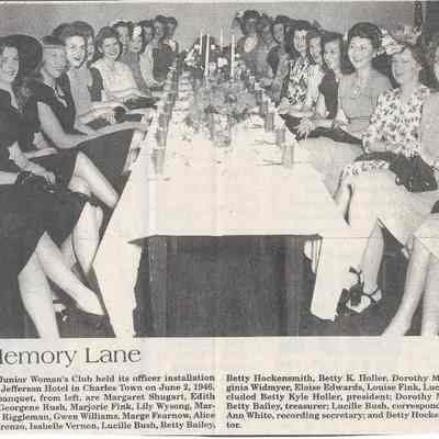 Charles Town Junior Women's Club officer installation dinner meeting, 1946
