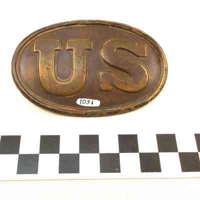 Brass "US" cartridge box plate