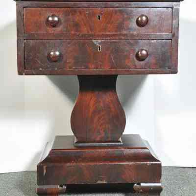 Mahogany over pine table