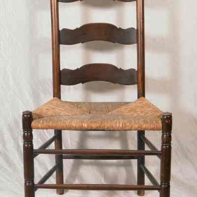 Straight ladder back chairs with woven seat