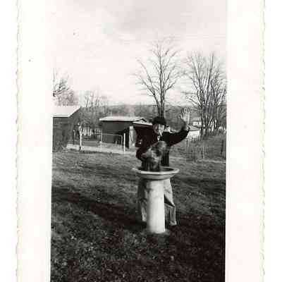 Martin D. Welsh, Sr. with a dog at his home in Bakerton: IMG2025.026.001 (8)