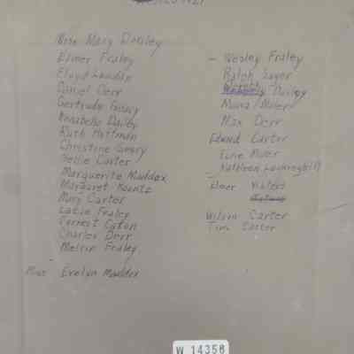 Back of photo with names