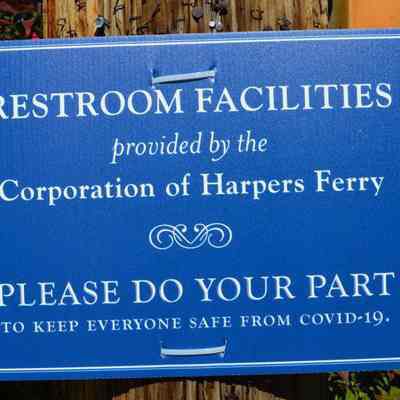 Pandemic restroom sign, Washington St., Harpers Ferry
