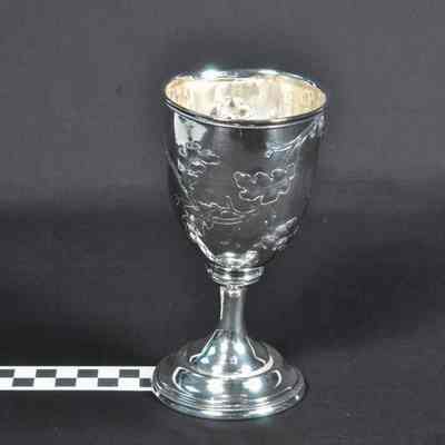 Coin silver goblet with oak leaf and acorn design