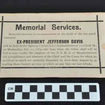 Jefferson Davis memorial service announcement