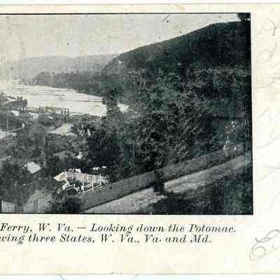 Harper's Ferry, W. Va.-- Looking down the Potomac. Showing three States, W.Va., Va. and Md.