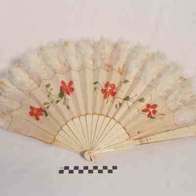Bone, cloth and feather fan
