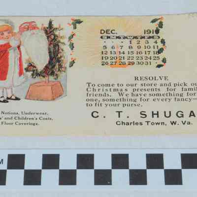 Paper ink blotter with C. T. Shugart advertisement