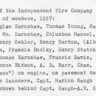 Members of the Independent Fire Company, 1887