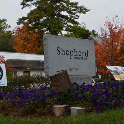 Shepherd University with COVID-19 pandemic signs