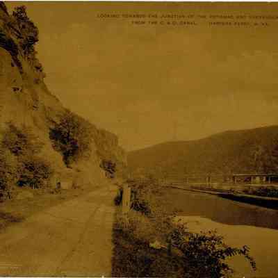 Looking towards the junction of the Potomac and Shenandoah Rivers from the C. & O. Canal, Harpers Ferry, W. Va.