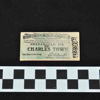 Train ticket for the Norfolk and Western Railway Company