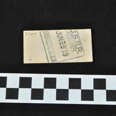 Train ticket for the Norfolk and Western Railway Company - reverse side